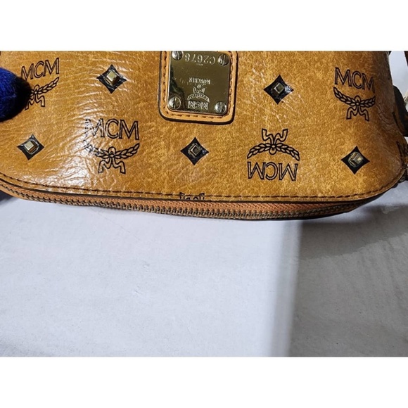 Authentic MCM Small Studded Satchel Bag Brown - Picture 7 of 13